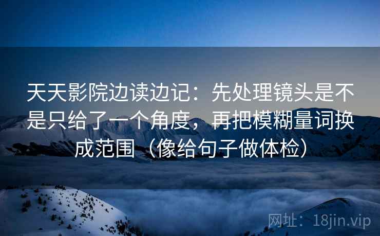 天天影院边读边记：先处理镜头是不是只给了一个角度，再把模糊量词换成范围（像给句子做体检）